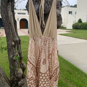 OPEN BACK TIED NECK DRESS